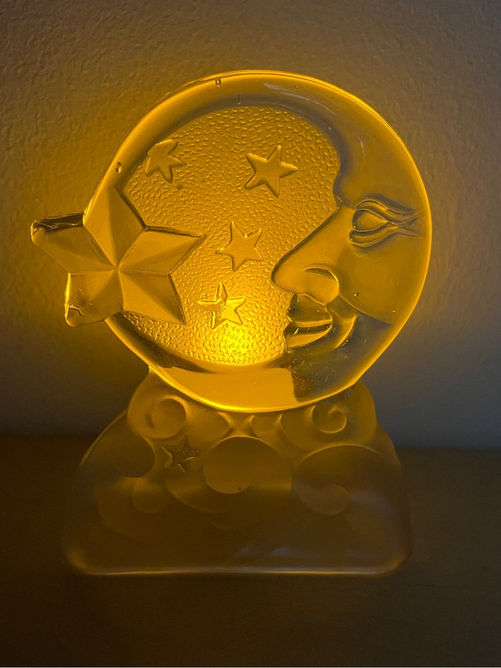 Vtg 90s Moon Star Celestial Glass Tealight Candle Holder Moonbeam Whimsigoth Box